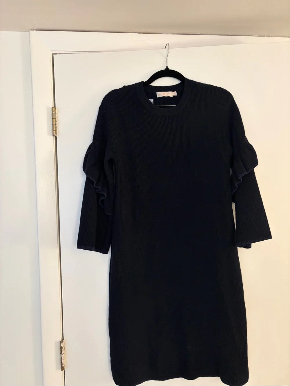 Tory Burch Navy Ruffle-Sleeve Knit Dress